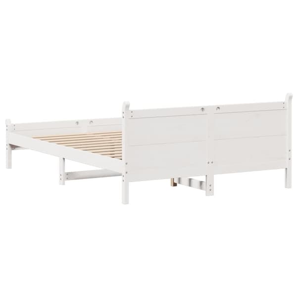 vidaXL Sängynrunko ilman patjaa valkoinen 150x200 cm täysi mänty