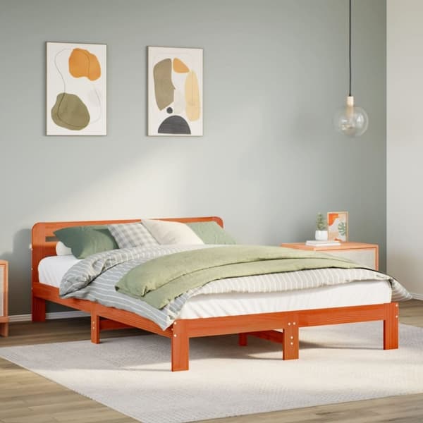 vidaXL sengeramme uden madras 120x190 cm massivt fyrretræ gyldenbrun