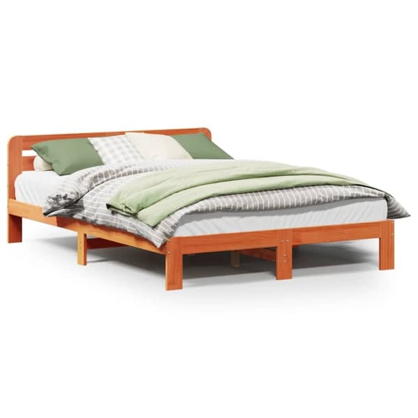 vidaXL sengeramme uden madras 120x190 cm massivt fyrretræ gyldenbrun