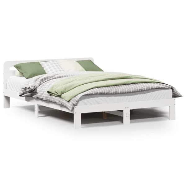vidaXL Sengeramme uten madrass hvit 140x190 cm heltre furu