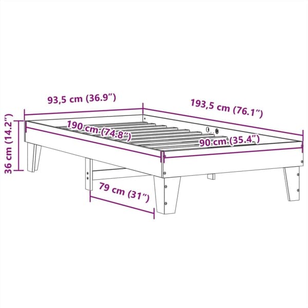 vidaXL Sängynrunko ilman patjaa vahanruskea 90x190 cm täysi mänty