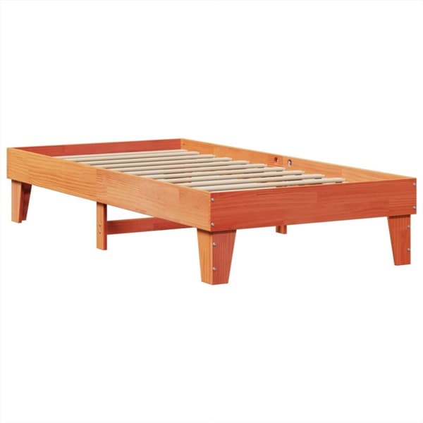 vidaXL Sängynrunko ilman patjaa vahanruskea 75x190 cm täysi mänty