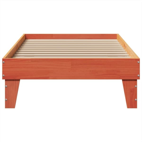 vidaXL Sängynrunko ilman patjaa vahanruskea 75x190 cm täysi mänty