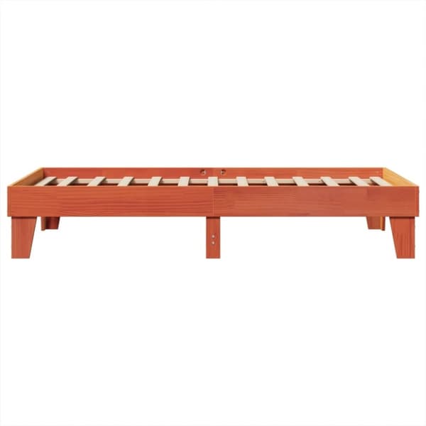 vidaXL Sängynrunko ilman patjaa vahanruskea 75x190 cm täysi mänty