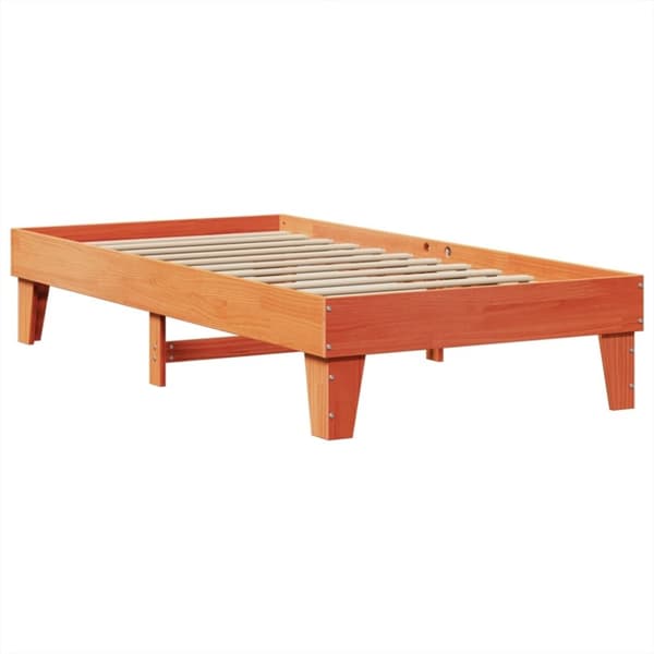 vidaXL Sängynrunko ilman patjaa vahanruskea 75x190 cm täysi mänty