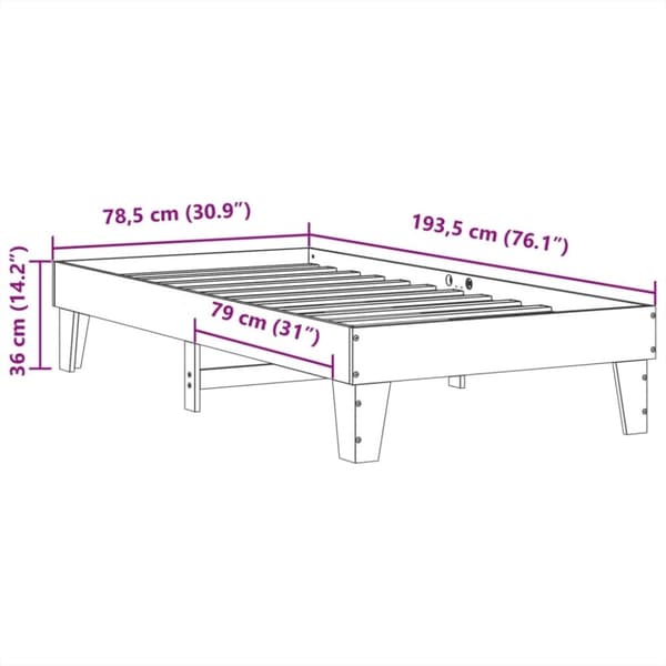vidaXL Sängynrunko ilman patjaa vahanruskea 75x190 cm täysi mänty