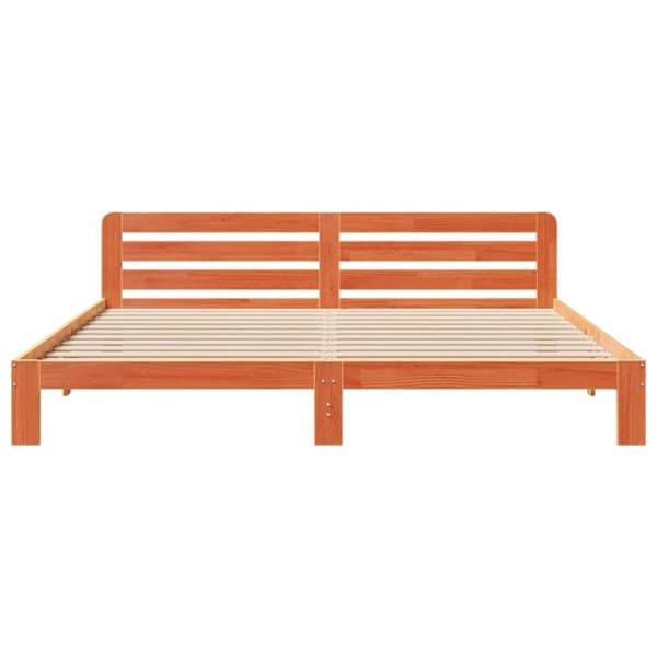 vidaXL Sengeramme uten madrass voksbrun 200x200 cm heltre furu