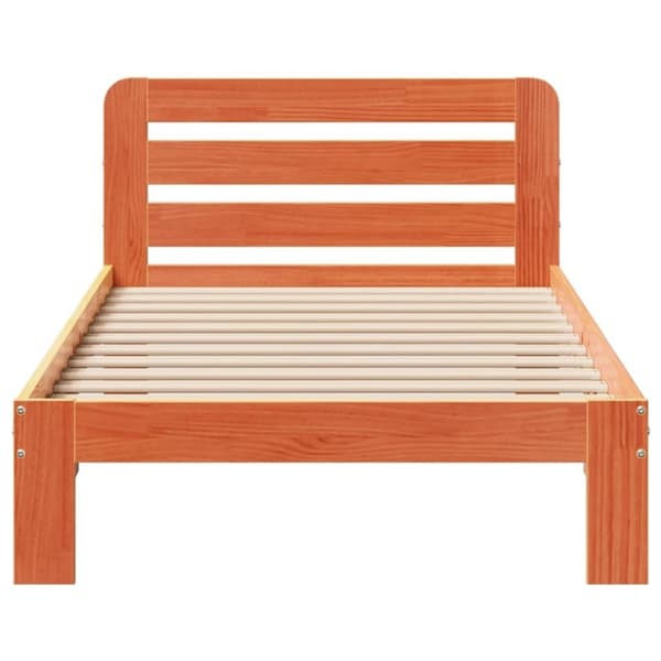 vidaXL Sängynrunko ilman patjaa vahanruskea 90x190 cm täysi mänty