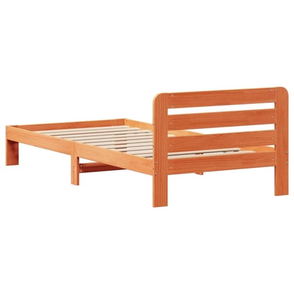 vidaXL Sängynrunko ilman patjaa vahanruskea 90x190 cm täysi mänty