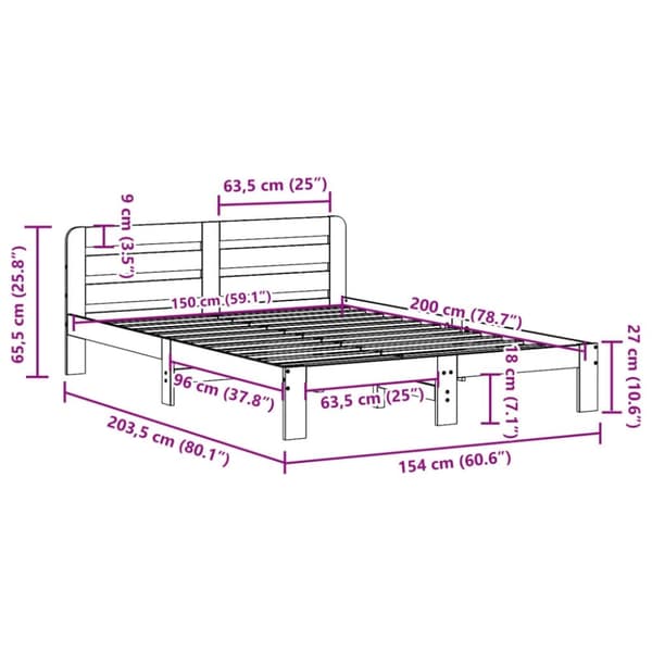 vidaXL Sengeramme uten madrass 150x200 cm heltre furu