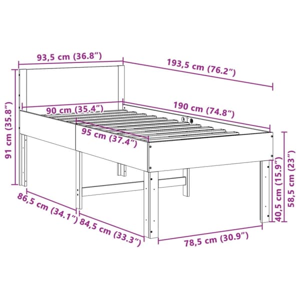 vidaXL sengeramme uden madras 90x190 cm massivt fyrretræ hvid