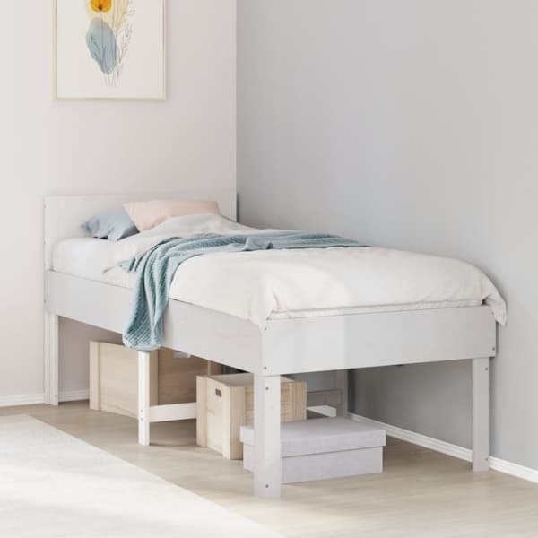 vidaXL sengeramme uden madras 90x190 cm massivt fyrretræ hvid