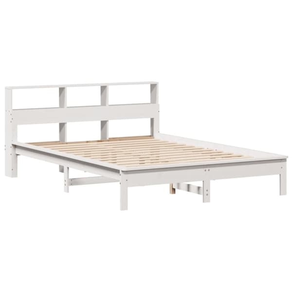 vidaXL Seng med bokhylle uten madrass hvit 120x190 cm heltre furu