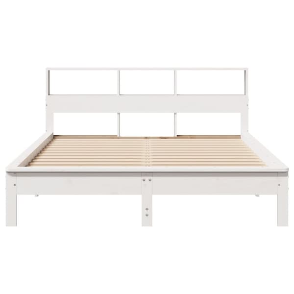 vidaXL Seng med bokhylle uten madrass hvit 120x190 cm heltre furu