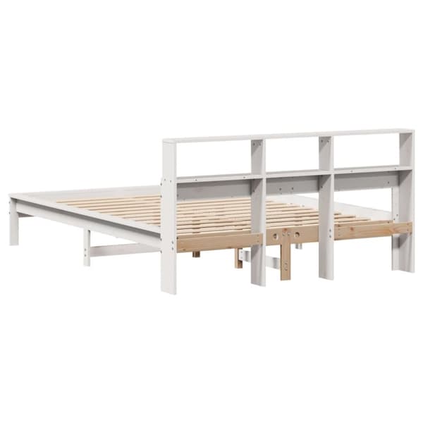 vidaXL Seng med bokhylle uten madrass hvit 120x190 cm heltre furu