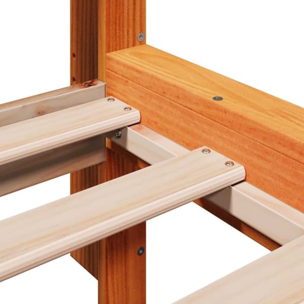 vidaXL Seng med bokhylle uten madrass voksbrun 120x200 cm heltre furu