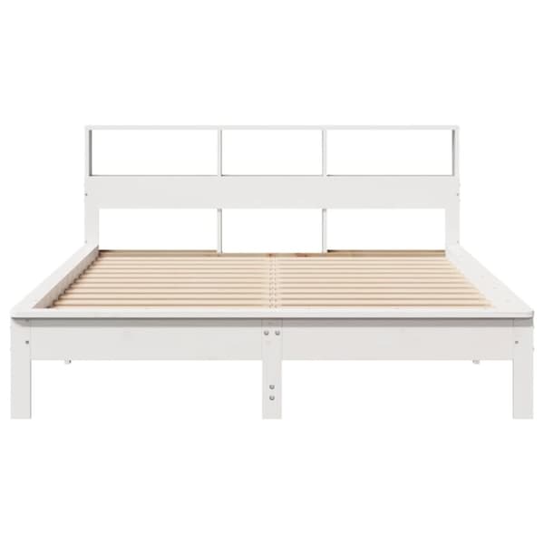 vidaXL Säng med bokhylla utan madrass vit 120x200 cm massiv furu