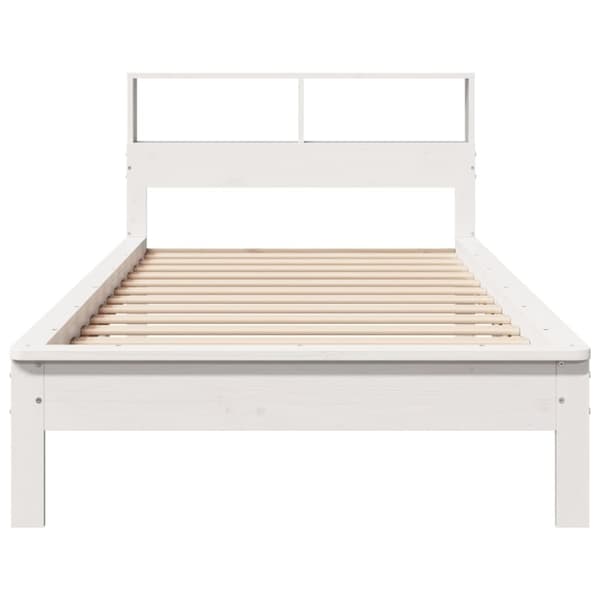 vidaXL Seng med bokhylle uten madrass hvit 90x190 cm heltre furu