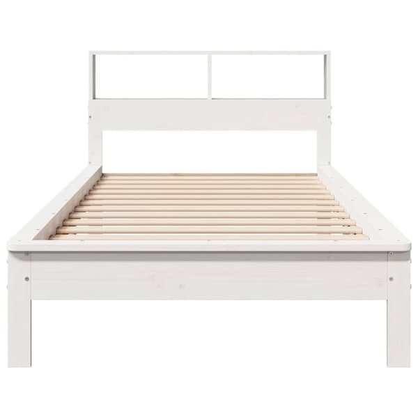 vidaXL Sänky kirjahyllyllä ei patjaa valkoinen 75x190 cm täysi mänty