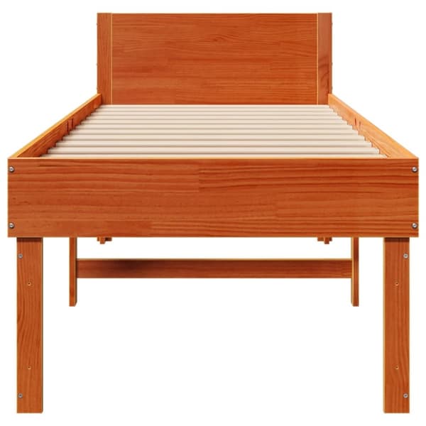 vidaXL Sängynrunko ilman patjaa vahanruskea 90x200 cm täysi mänty