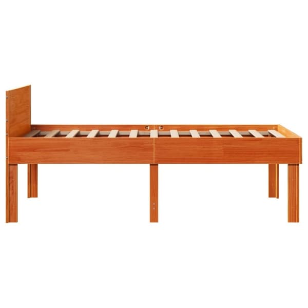 vidaXL Sängynrunko ilman patjaa vahanruskea 90x200 cm täysi mänty