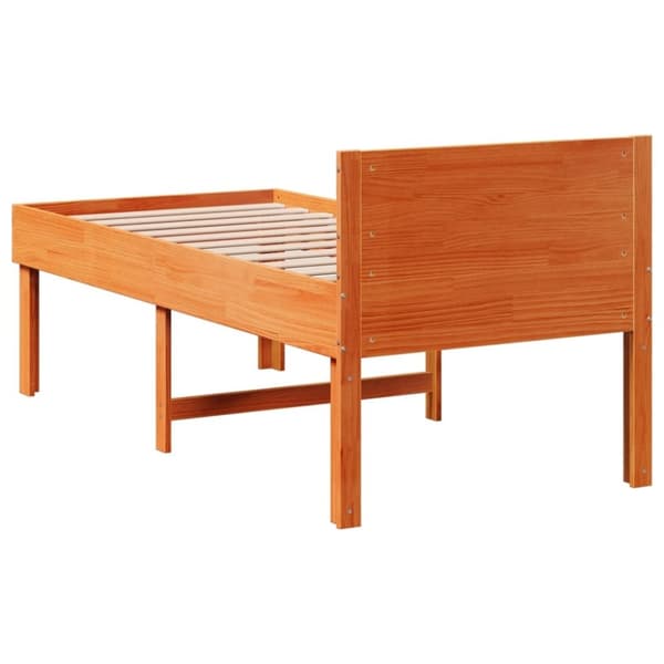 vidaXL Sängynrunko ilman patjaa vahanruskea 90x200 cm täysi mänty