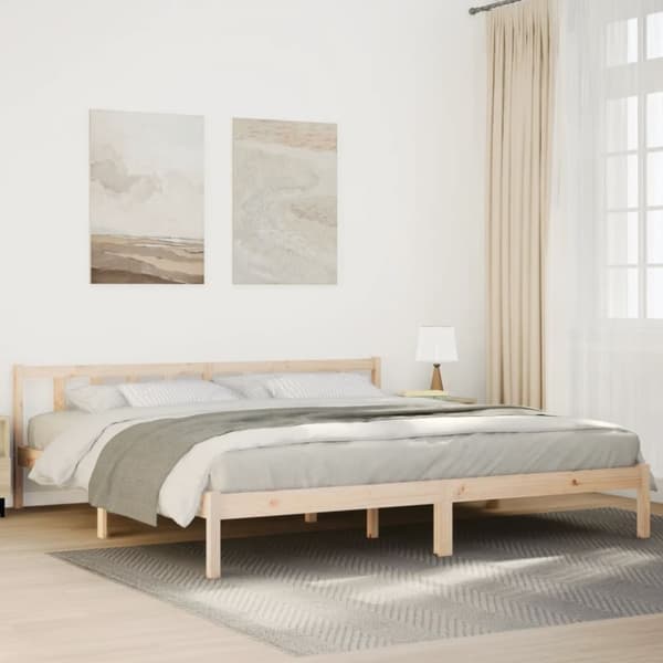 vidaXL Sängynrunko erikoispitkä ilman patjaa 200x220 cm täysi mänty