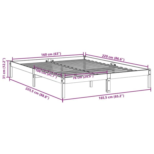 vidaXL ekstra lang sengeramme uden madras 160x220 cm massivt fyrretræ