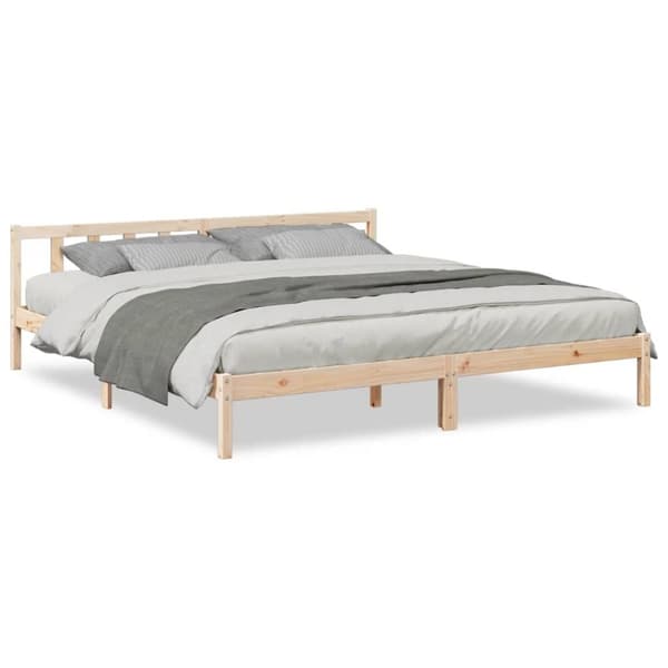 vidaXL Sängynrunko erikoispitkä ilman patjaa 200x210 cm täysi mänty