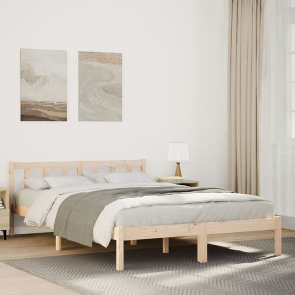 vidaXL Sängynrunko erikoispitkä ilman patjaa 160x220 cm täysi mänty