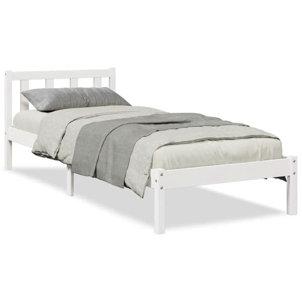vidaXL Sängynrunko erikoispitkä ei patjaa valk. 80x220 cm täysi mänty