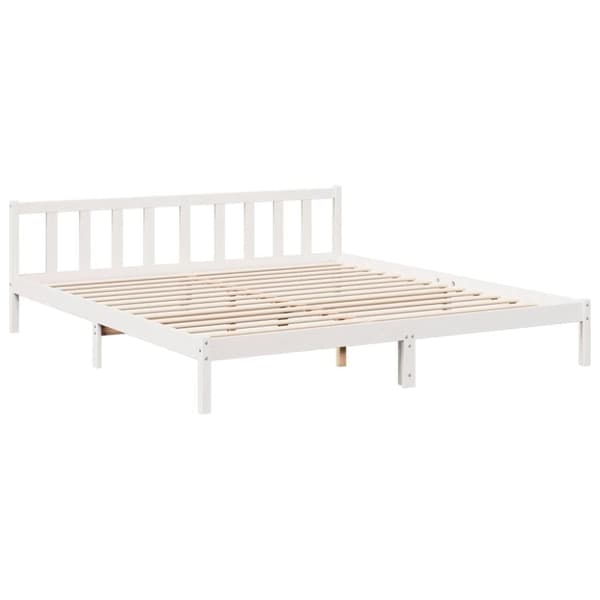vidaXL Sängynrunko erikoispitkä ei patjaa valk. 180x220 cm täysi mänty