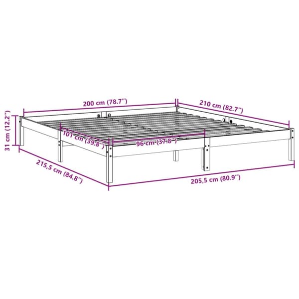 vidaXL ekstra lang sengeramme uden madras 200x210 cm massivt fyrretræ