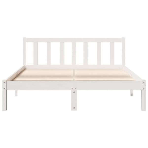vidaXL Sängynrunko erikoispitkä ei patjaa valk. 140x210 cm täysi mänty