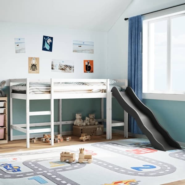 vidaXL højseng uden madras 90x200 cm massivt fyrretræ hvid