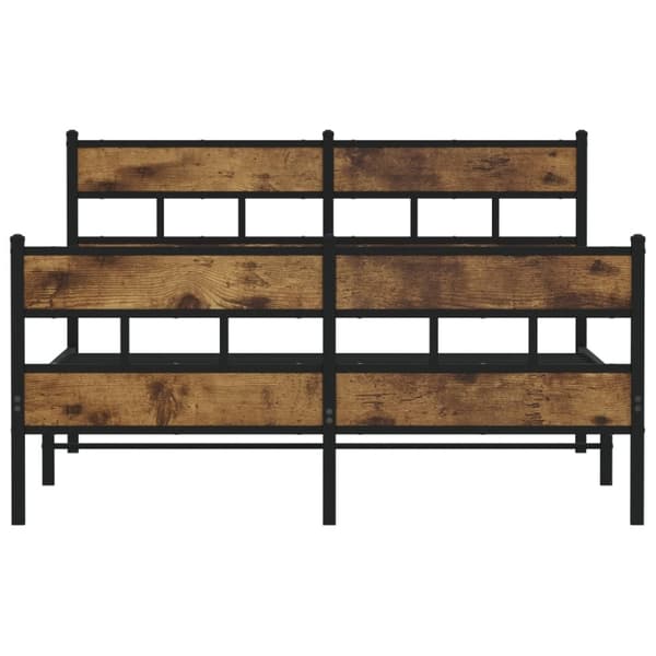 vidaXL sengeramme uden madras 135x190 cm metal røget egetræsfarve
