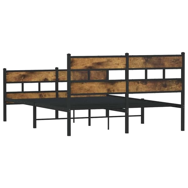 vidaXL sengeramme uden madras 135x190 cm metal røget egetræsfarve
