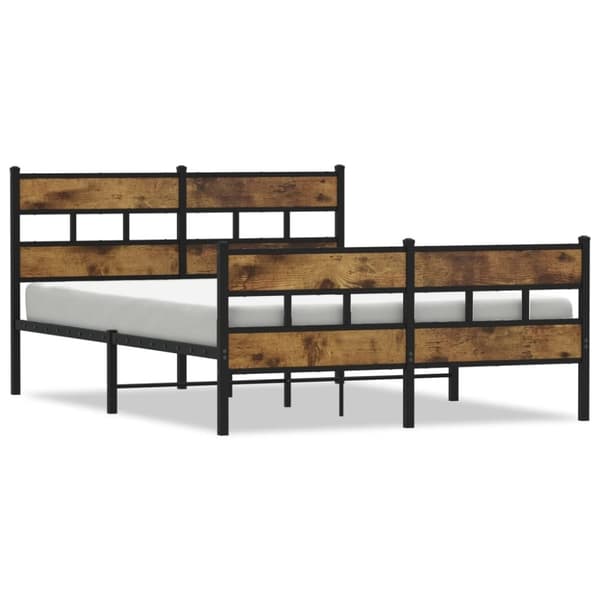 vidaXL sengeramme uden madras 135x190 cm metal røget egetræsfarve