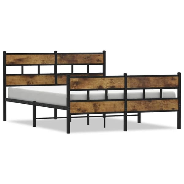 vidaXL Metallinen sängynrunko ilman patjaa savutammi 140x190 cm
