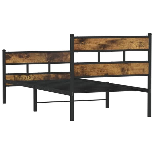 vidaXL Sengeramme i metall uten madrass røkt eik 100x190 cm