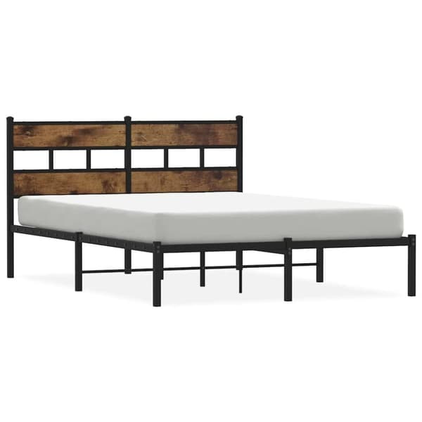 vidaXL Sengeramme i metall uten madrass røkt eik 140x190 cm