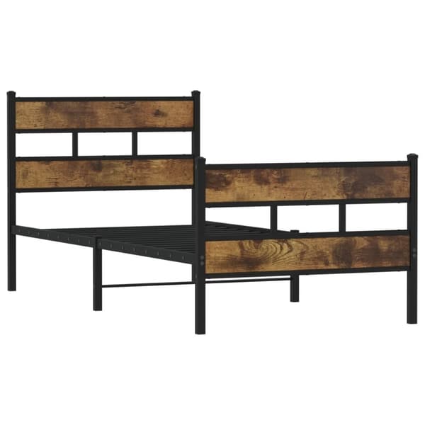 vidaXL Sengeramme i metall uten madrass røkt eik 100x200 cm
