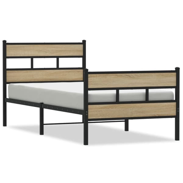 vidaXL sengeramme uden madras 100x190 cm metal sonoma-eg