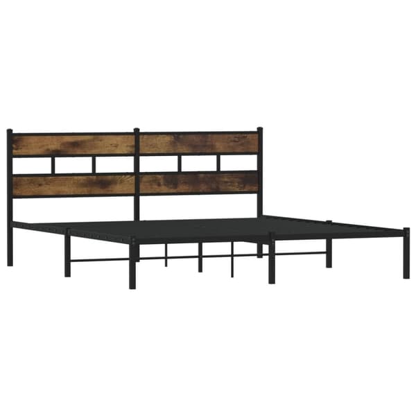 vidaXL Sengeramme i metall uten madrass røkt eik 200x200 cm