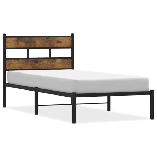 vidaXL sengeramme uden madras 90x200 cm metal røget egetræsfarve