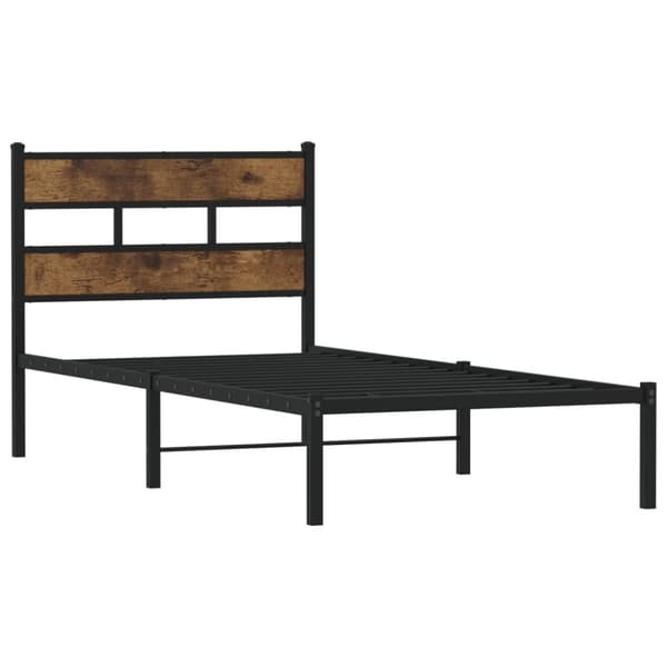 vidaXL sengeramme uden madras 90x200 cm metal røget egetræsfarve