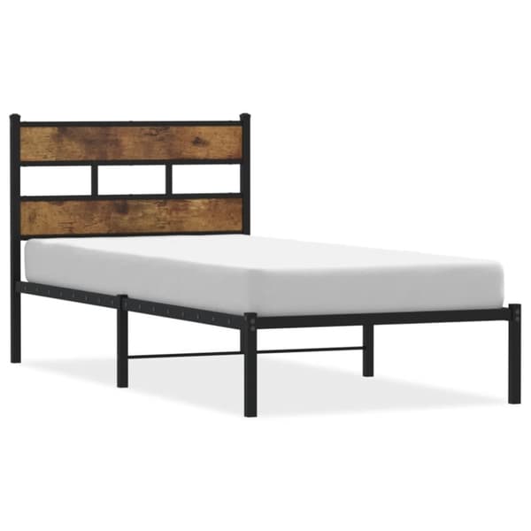 vidaXL Metallinen sängynrunko ilman patjaa savutammi 100x200 cm