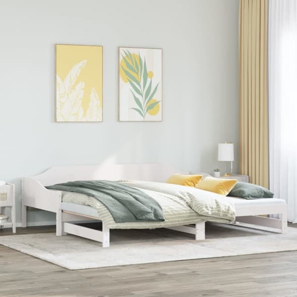 vidaXL daybed med udtræk 90x200 cm massivt fyrretræ hvid