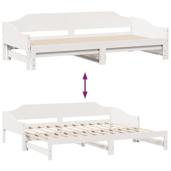 vidaXL daybed med udtræk 90x200 cm massivt fyrretræ hvid