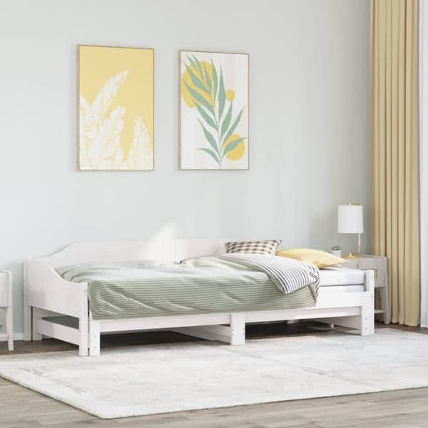 vidaXL Vuodesohva rullilla valkoinen 90x190 cm täysi mänty